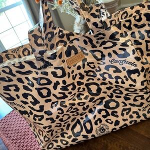 Consuela Tan and Black Leopard Tote